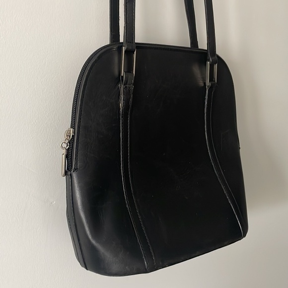 Saks Fifth Avenue Genuine Leather Black Structured Shoulder Bag - Picture 3 of 10
